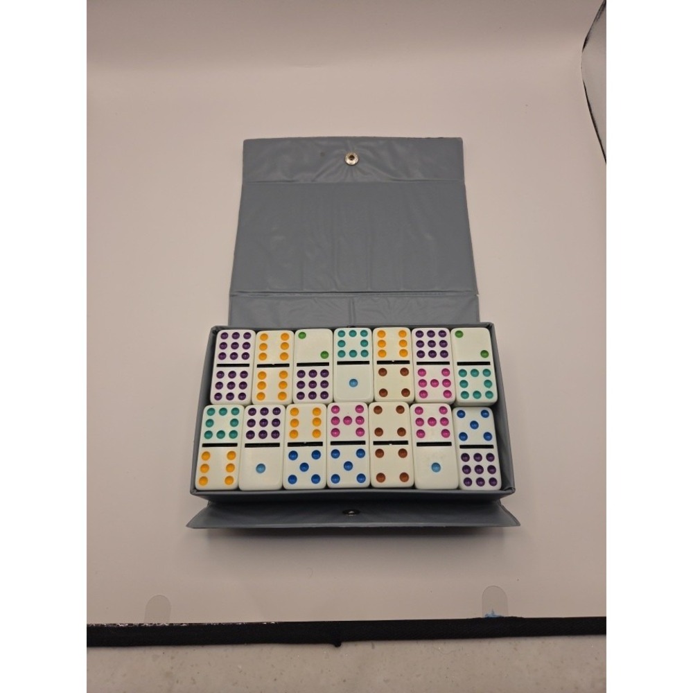 Cardinal Double Nine Dominoes Color Dot Set 55 Tiles Storage Case Complete